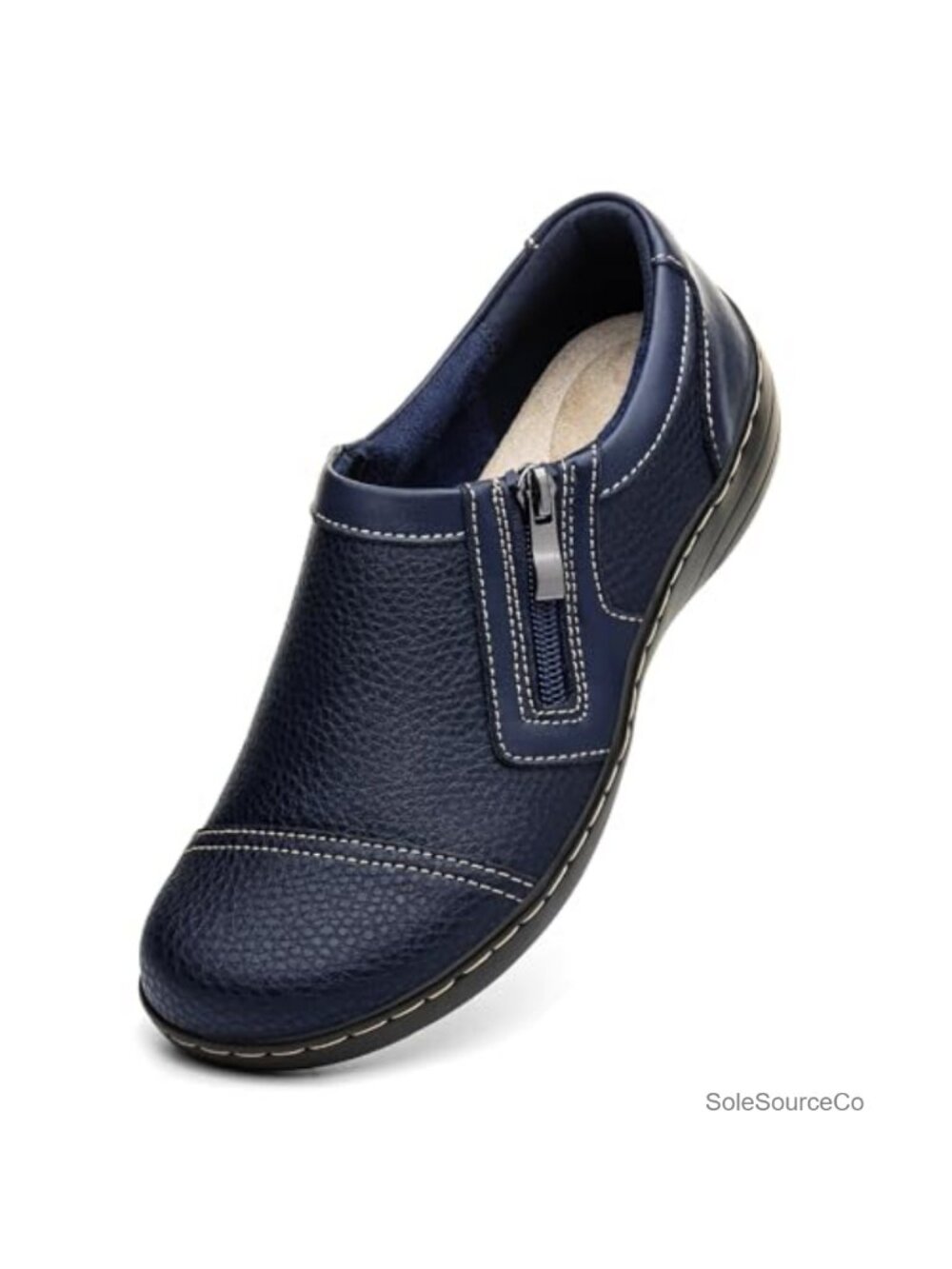 Women's Lightweight Leather Loafers Comfortable Slip On Dress Shoes Business